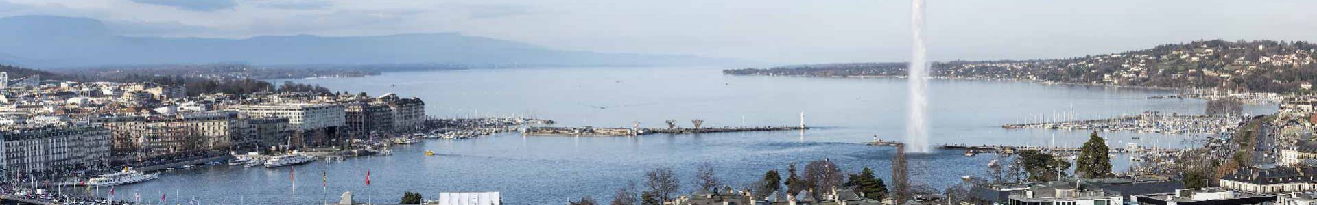 Panorama de la Ville de Genève avec le Jet d'eau